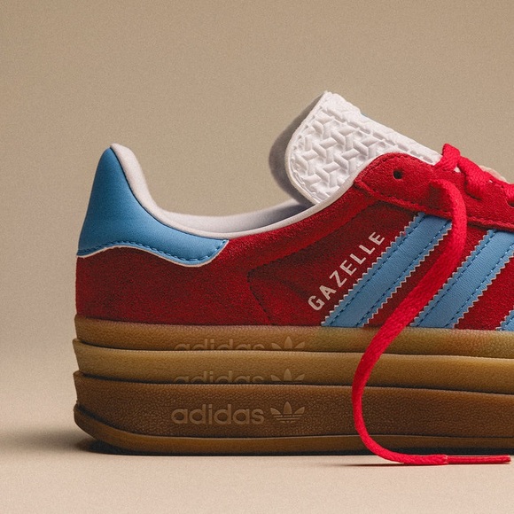 Adidas Women's Gazelle Bold Platform Shoes 'Res/Blue/Gum' Size 6-10 - Picture 2 of 11